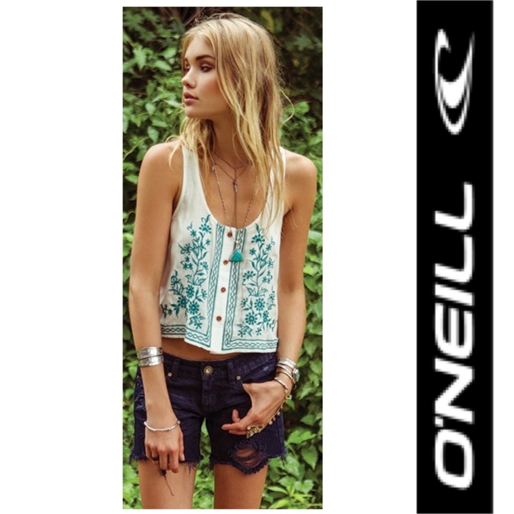 New O’Neill Julia embroidereed boho Top M